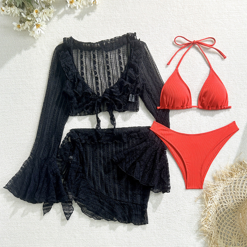 4-Piece Sexy Lace Mesh Bikini Set | ZAKAPOP