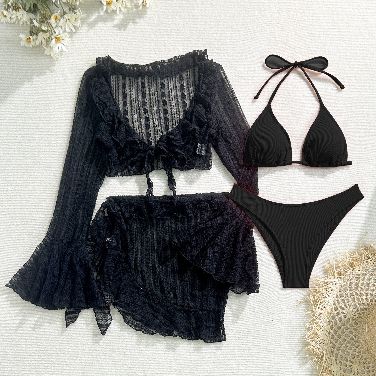 4-Piece Sexy Lace Mesh Bikini Set | ZAKAPOP