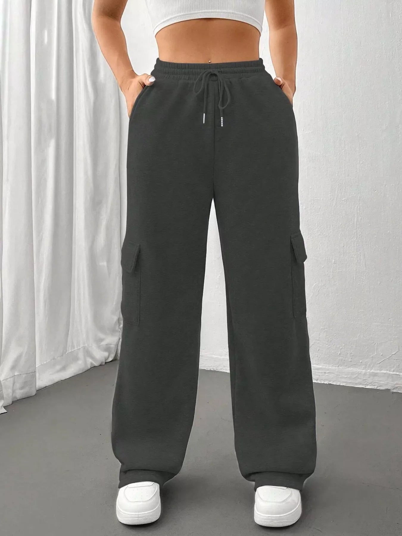 Relaxed Fit Pants with Drawstring Waist