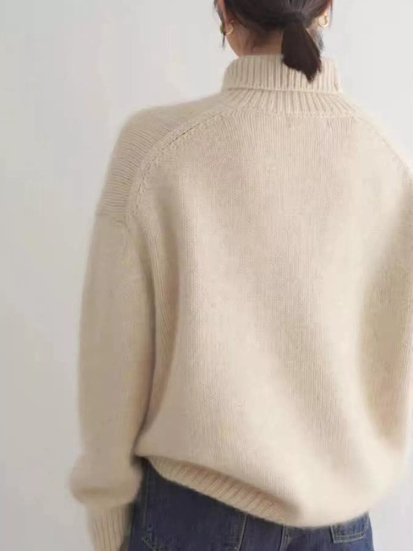 Turtleneck Dropped Shoulder Sweater