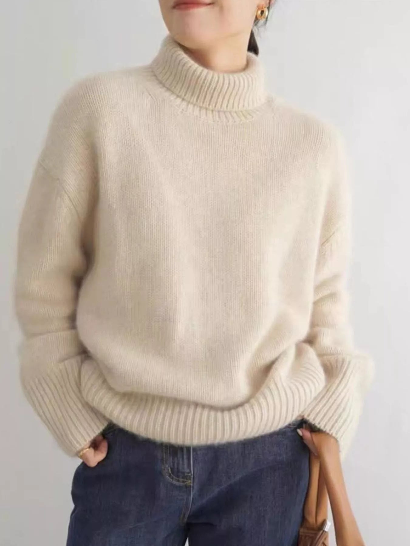 Turtleneck Dropped Shoulder Sweater