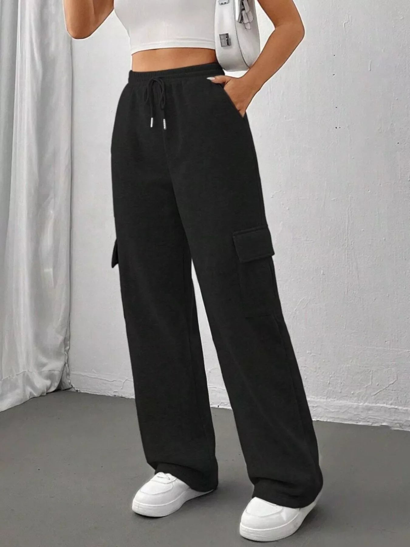 Relaxed Fit Pants with Drawstring Waist