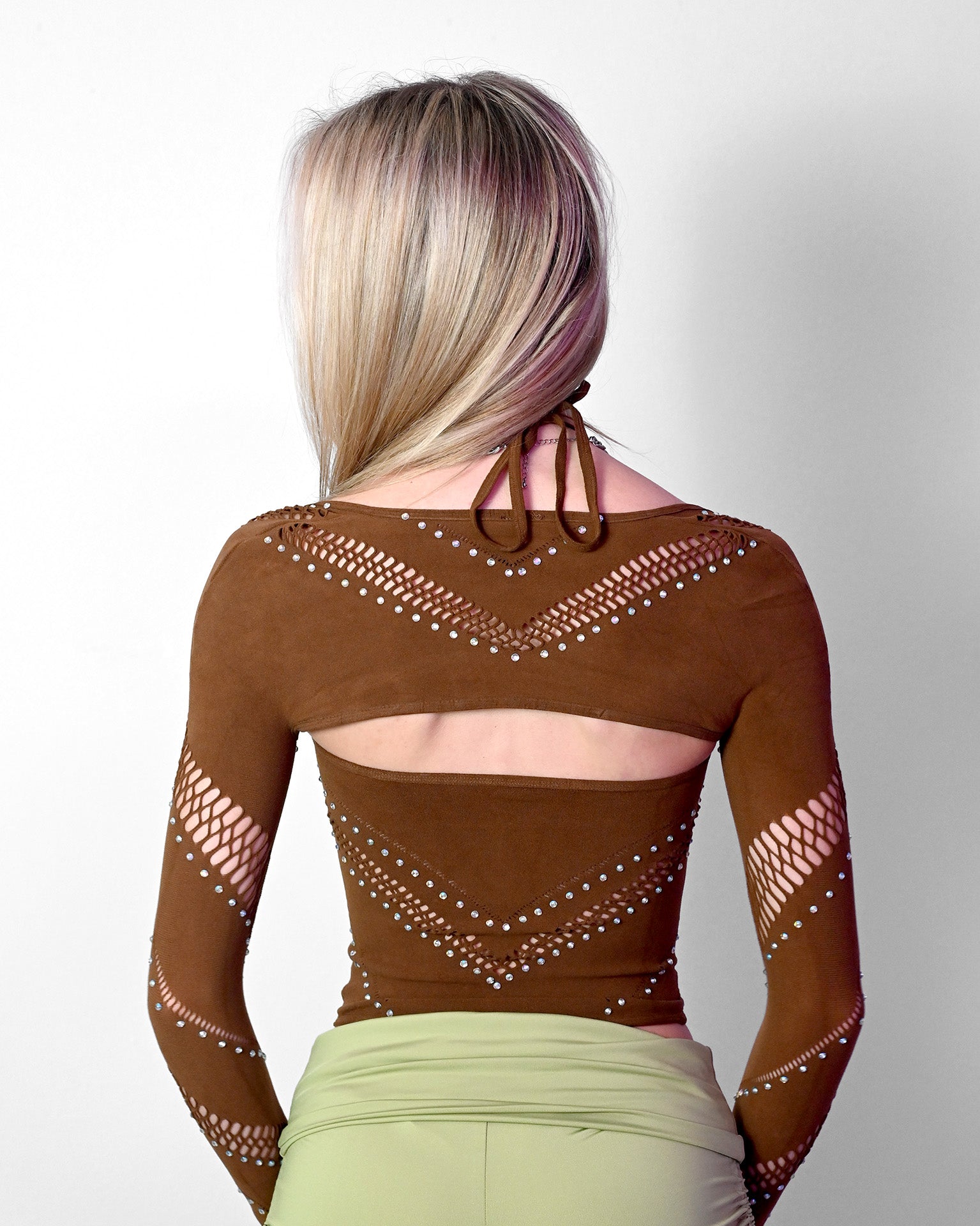 Brown Halter Bolero Set
