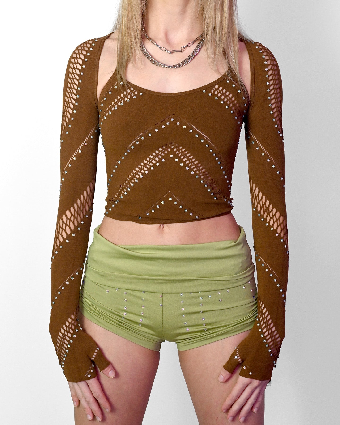 Brown Halter Bolero Set