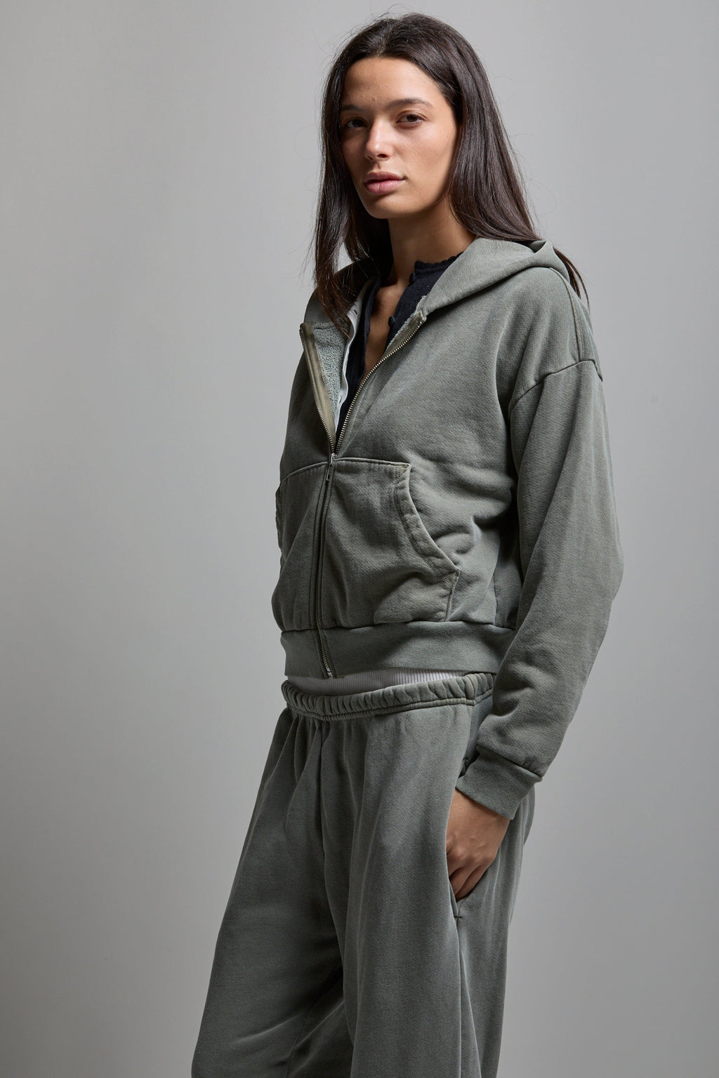 Rosie Cropped Zip-Up Hoodie