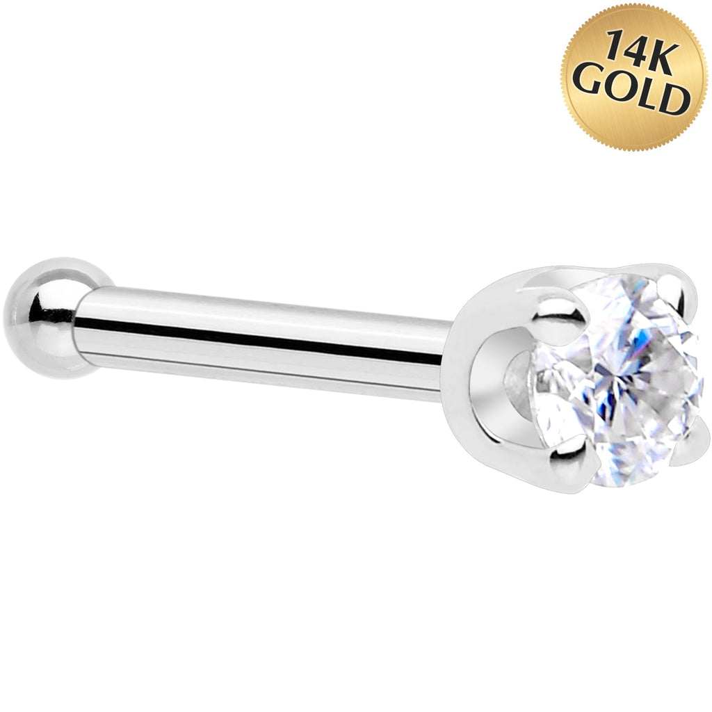 14k White Gold 2mm Lab Grown Diamond Nose Ring