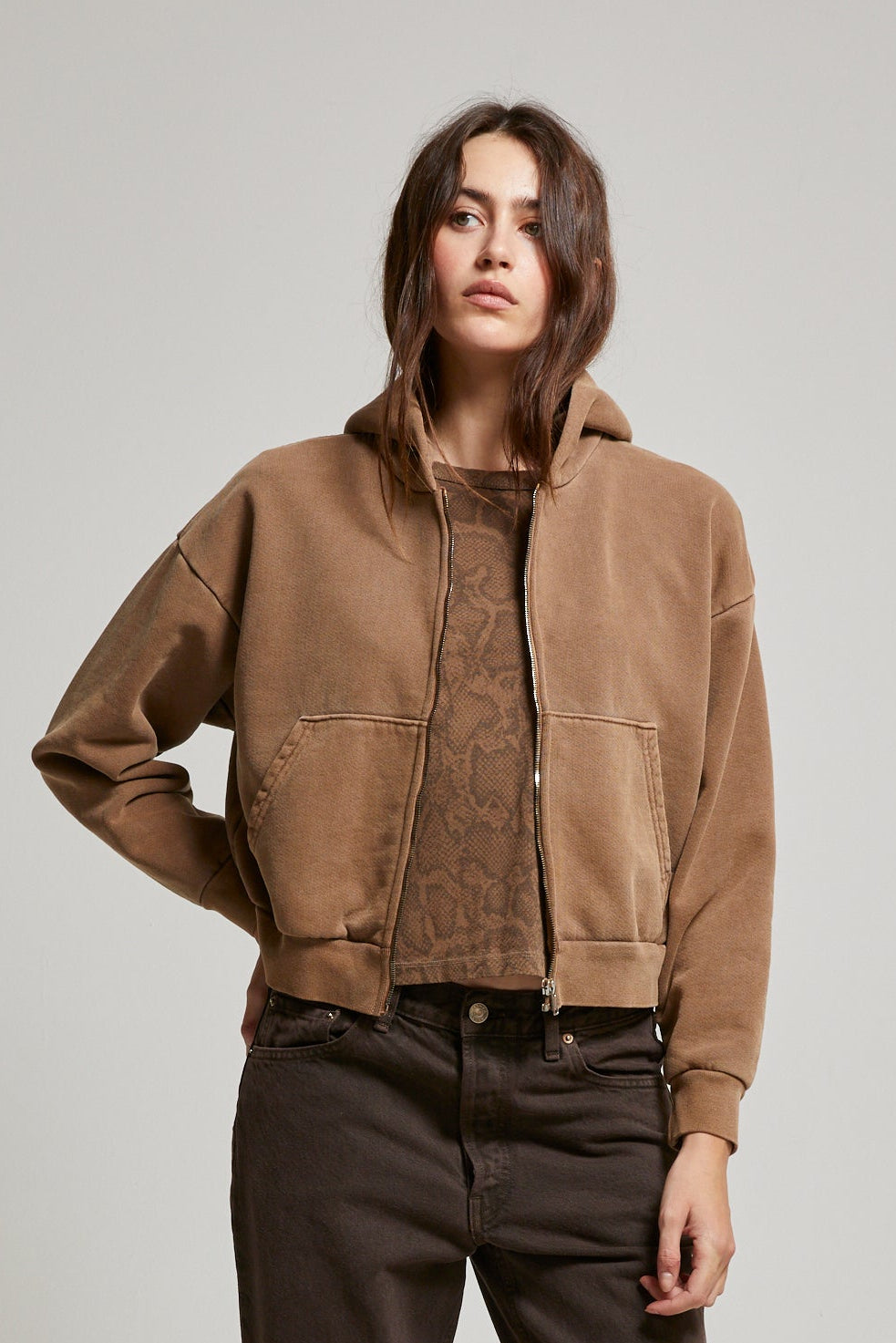 Rosie Cropped Zip-Up Hoodie