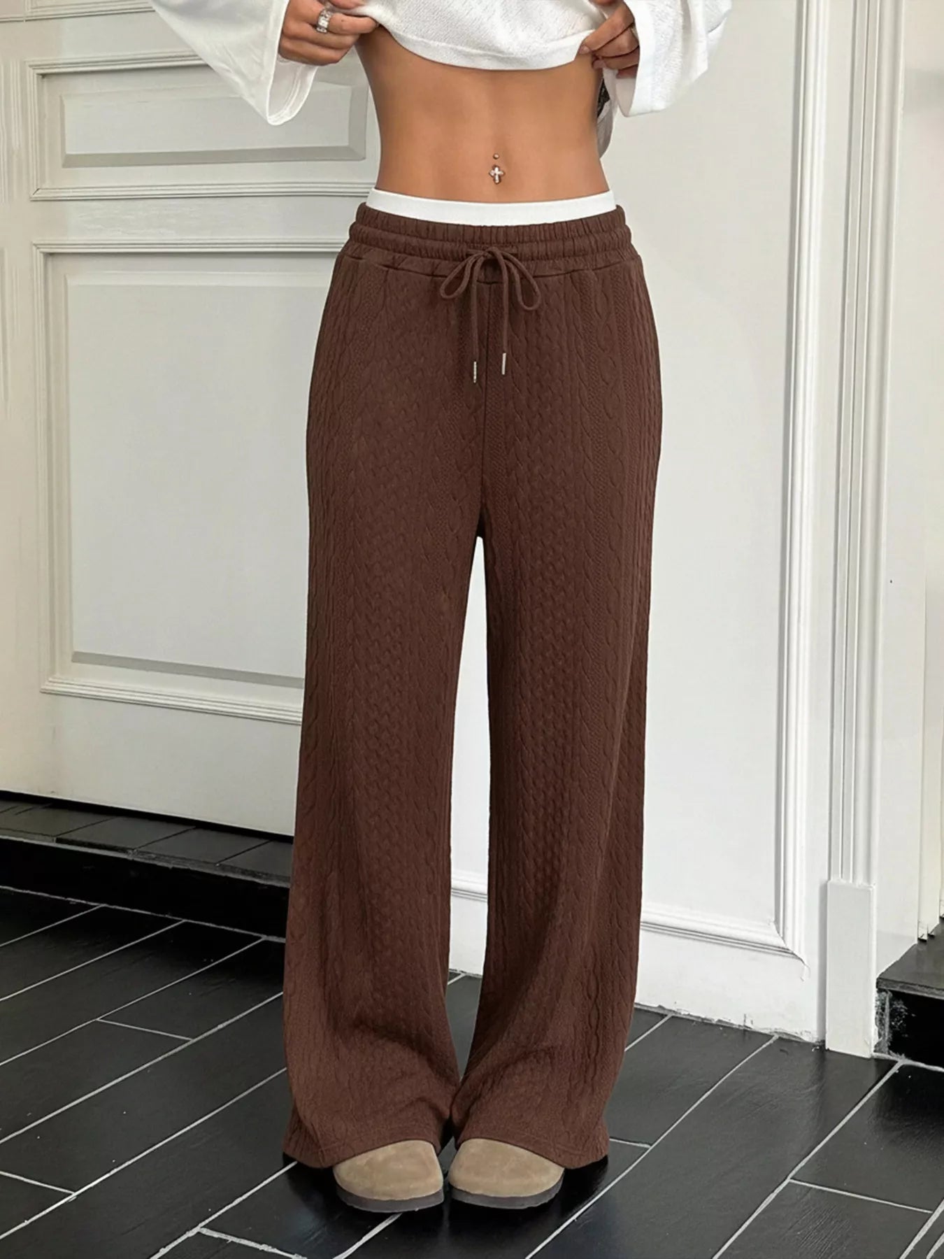Drawstring Wide Leg Pants