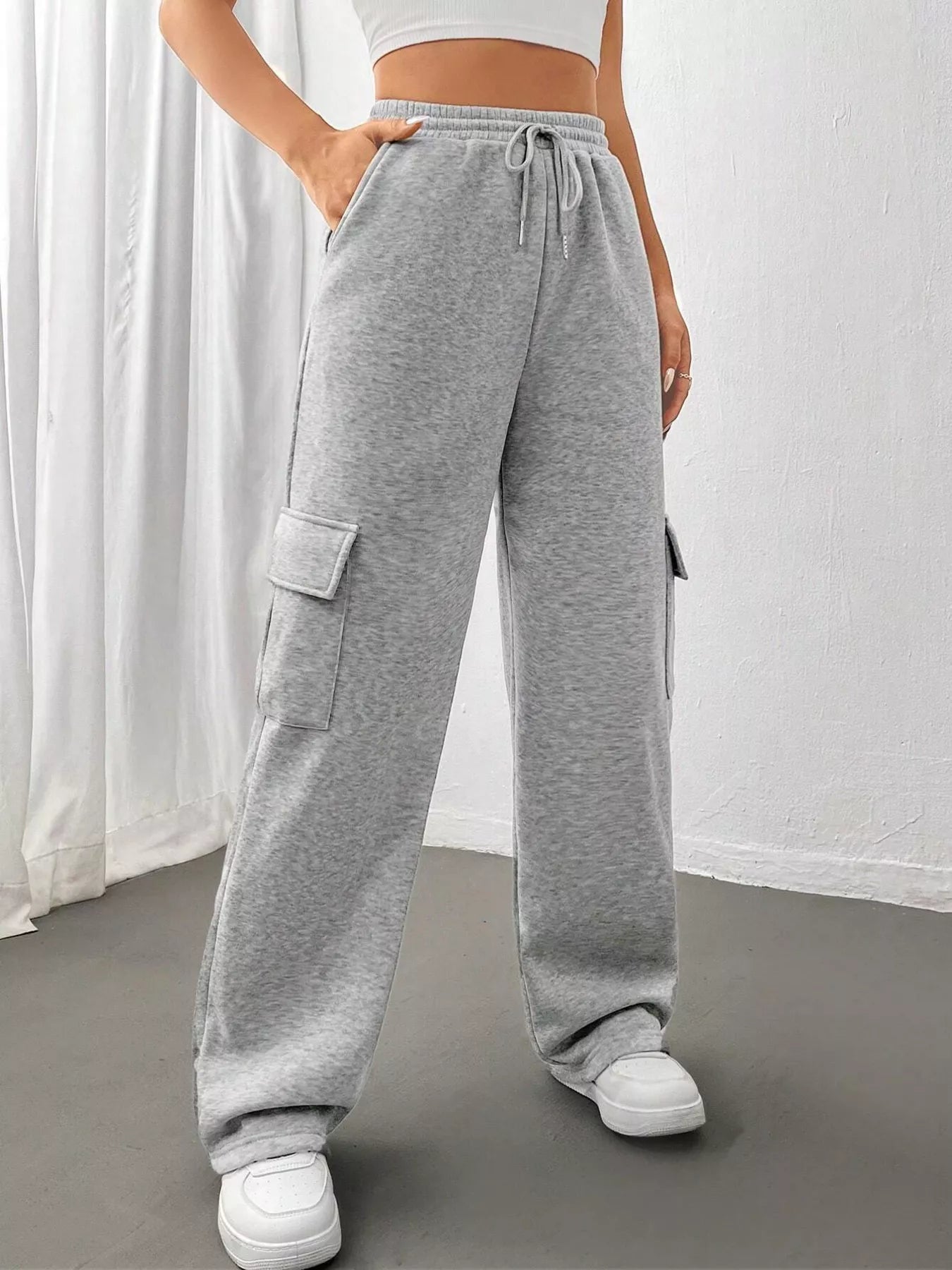 Relaxed Fit Pants with Drawstring Waist