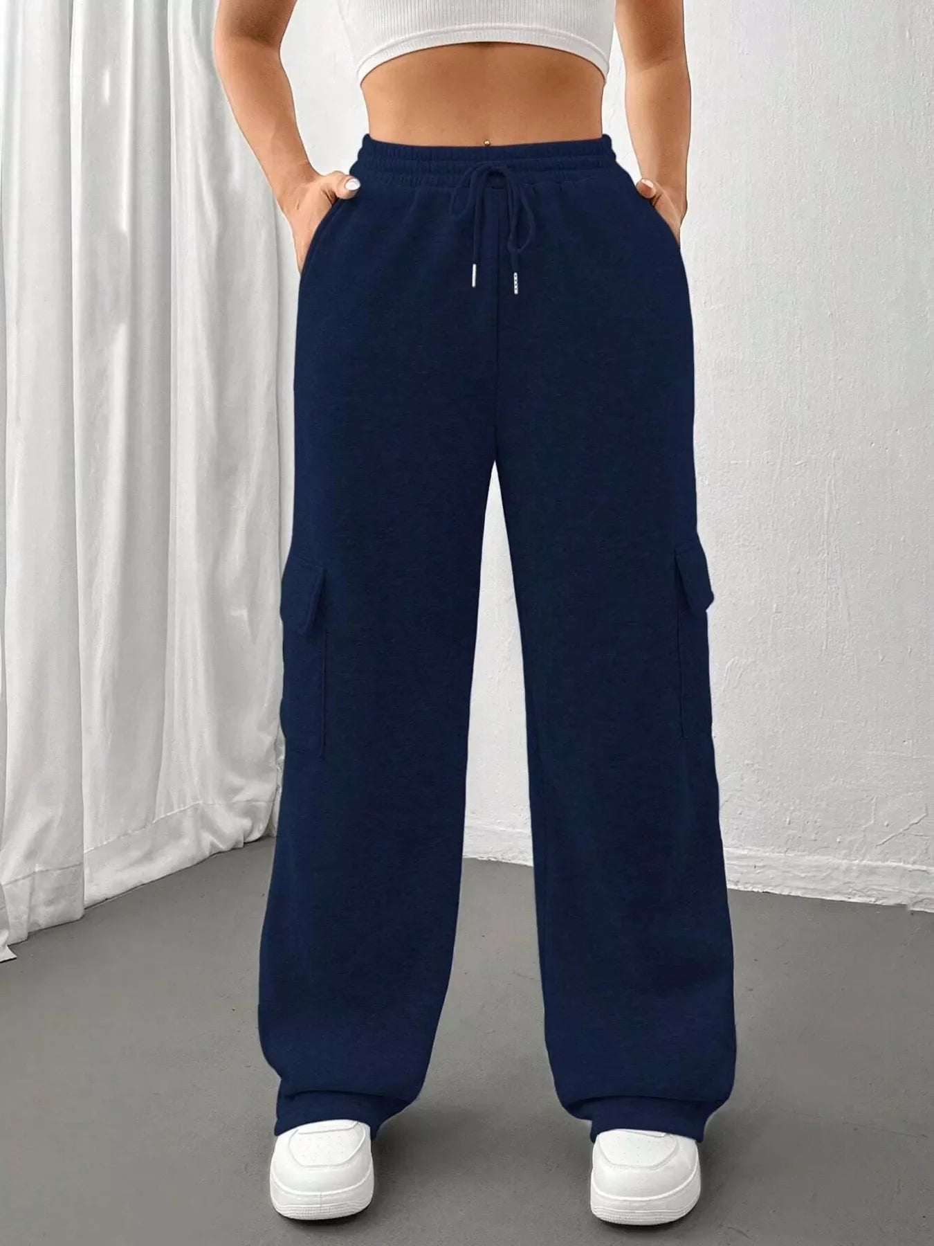 Relaxed Fit Pants with Drawstring Waist
